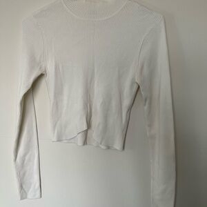 Garage White Crop Fitted Long Sleeve Tee